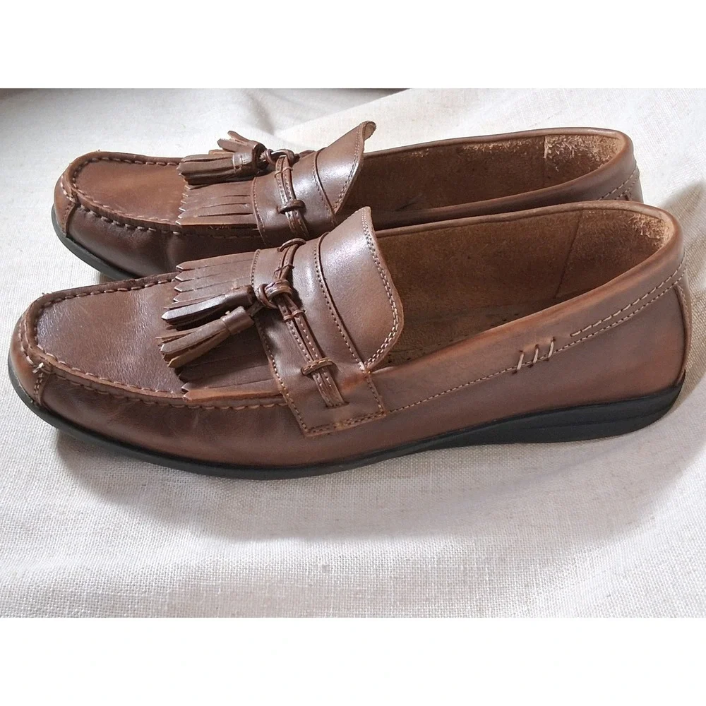 GH Bass Miguel Mens Brown Leather Kiltie Tassel Loafers Shoes 10.5M